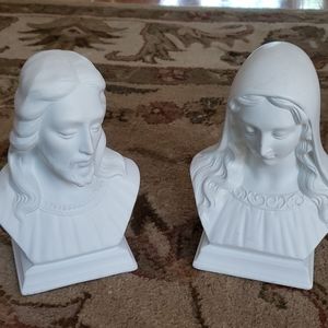 Rare Holland Mold Jesus And Mary Busts